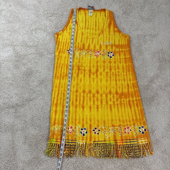Neon BeachWear Mexico Womens Sundress Sz EX Yellow Orange Sleeveless Frills - Picture 10 of 12